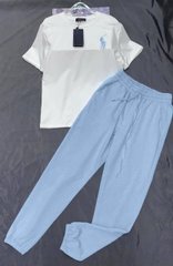 Жіночий літній спортивний костюм футболка та штани трикотаж двонитка. Модель: R0407 колір блакитний, розмір 50-52 R0407 фото