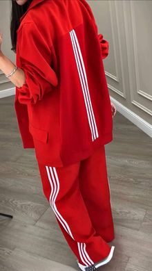 Повсякденний брючний костюм піджак та штани на резинці. Модель J157 колір червоний, розмір 46-48 J157 фото