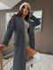 Пальто жіноче кашемірове, на підкладці, подовжене, на запах, з кишенями і поясом, №1039, колір графіт