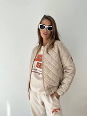 Жіноча легка демісезонна стьобана куртка бомбер. Модель: G841, колір беж, розмір 50-52 G841 фото