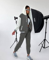 Жіночий теплий костюм бомбер та джоггери. Модель: G8376, колір графіт, розмір 46-48 G8376 фото