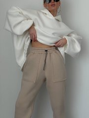 Стильні джогери з накладними карманами трьохнитка на ФЛІСІ «ПІНЬЄ» . Модель В354 колір беж, розмір 46-48 В354 фото