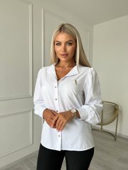 Жіноча блуза софт з довгими рукавами. Модель Q934, колір білий, розмір 46-48 Q934 фото