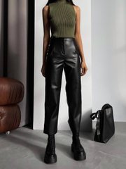 Жіночі стильні штани прямого крою з еко шкіри. Модель Е344 колір чорний, розмір 44-46 Е344 фото