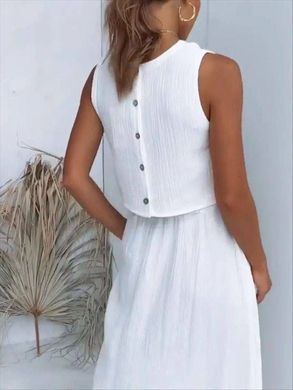 Жіночий костюм блуза та юбка на гудзиках, американський креп. Модель №593, колір білий, розмір 42-44 №593 фото