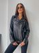 Стильна жіноча куртка косуха з поясом. Модель 615 колір чорний, розмір 42-44