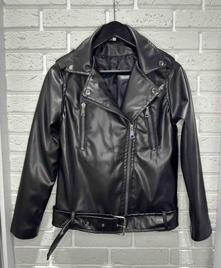 Стильна жіноча куртка косуха з поясом. Модель 615 колір чорний, розмір 44-46 615 фото