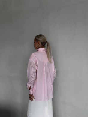 Базовая oversize рубашка из коттона. Модель В434 цвет розовый, размер универсальный 42-46 В434 фото