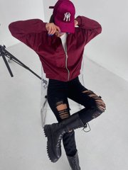 Демисезонная женская куртка бомбер из замши, на подкладке. Модель №583 цвет марсала, размер универсальный №583 фото