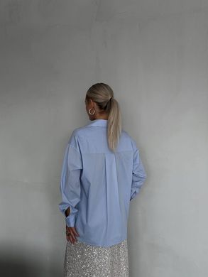 Базовая oversize рубашка из коттона. Модель В434 цвет голубой, размер универсальный 42-46 В434 фото