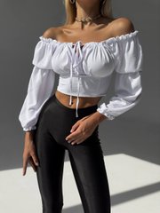 Стильна блуза на зав‘язках. Модель Е318 колір білий, розмір 44-46 Е318 фото