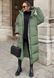 Жіноче зимове пальто на блискавці з капюшоном плащівка Лаке, селікон 300. Модель 601 колір хакі, розмір 42-44 601 фото