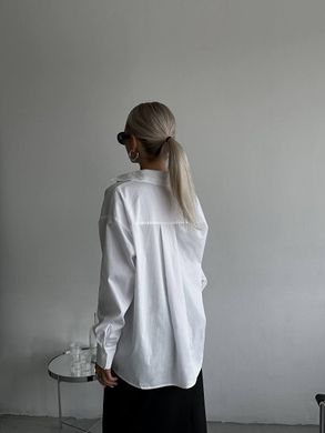 Базова oversize сорочка з котону. Модель В434 колір білий, розмір універсальний 42-46 В434 фото