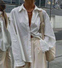 Ідеальна базова сорочка вільного крою. Модель Е231 колір білий, розмір оверсайз Е231 фото