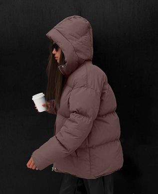 Куртка жіноча з капюшоном плащівка Лаке, селікон 200. Модель 602 колір мокко, розмір 46-48 602 фото