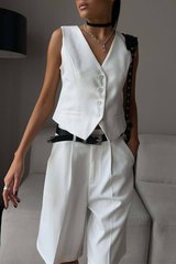 Женский стильный костюм жилетка и шорты. Модель №622, цвет белый, размер 42-44 №622 фото