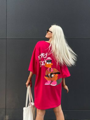 Сукня-футболка Дональд Дак в стилі oversize,100% бавовна . Модель В388 колір малина, розмір універсальний 42-46 В388 фото