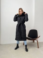 Женская длинная тёплая куртка. Модель: R0421, цвет черный, размер 48 R0421 фото