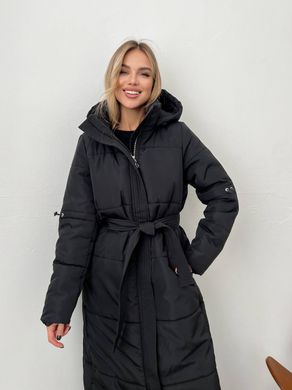 Жіноча довга тепла куртка. Модель: R0421, колір чорний, розмір 48 R0421 фото