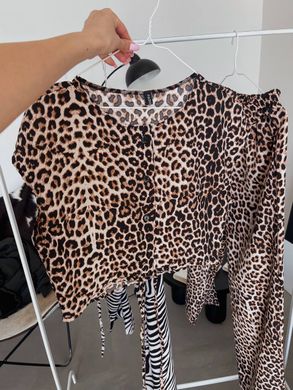 Літній брючний костюм сорочка на гудзиках та штани на резинці, тканина софт. Модель №621, принт леопардовий, розмір універсальний №621 фото