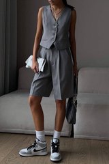 Женский стильный костюм жилетка и шорты. Модель №622, цвет графит, размер 44-46 №622 фото