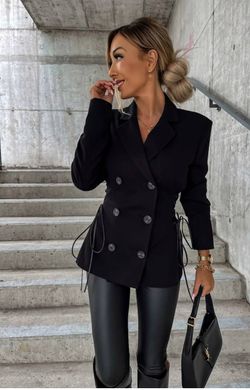 Жіночий піджак на гудзиках. Модель Y0314 колір чорний, розмір 46-48 Y0314 фото