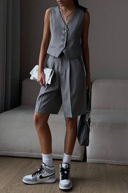 Жіночий стильний костюм жилетка та шорти. Модель №622, колір графіт, розмір 44-46 №622 фото