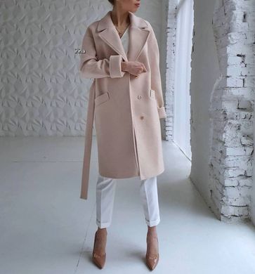 Жіноче кашемірове пальто з поясом, на підкладці. Модель: Т360, колір пудра, розмір 46-48 Т360 фото