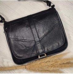 Жіноча сумка натуральна шкіра (Туреччина) з підкладкою та регульованим ремінцем, колір чорний 2092 фото